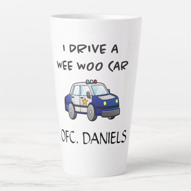 Taza De Café Latte Auto policial personalizado (Anverso)