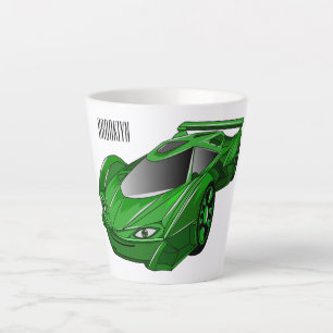 Taza De Café Latte Autobús deportivo verde con ilustracion aéreo