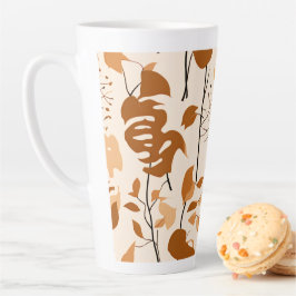 Taza De Café Latte Autumn Botanical Leaves Minimalist Mug