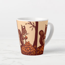 Taza De Café Latte 🐿️ Autumn Squirrel Latte Mug