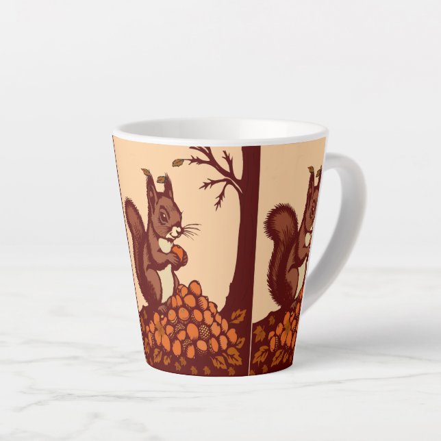 Taza De Café Latte 🐿️ Autumn Squirrel Latte Mug  (Ángulo derecho)