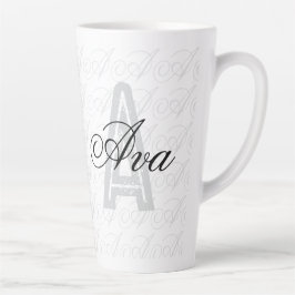 Taza De Café Latte Ava Custom Name  Black White Tumbler