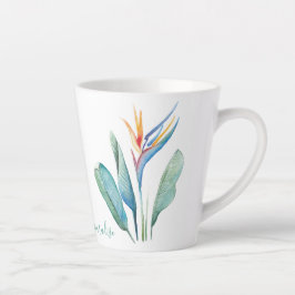 Taza De Café Latte Ave acuarela del paraíso