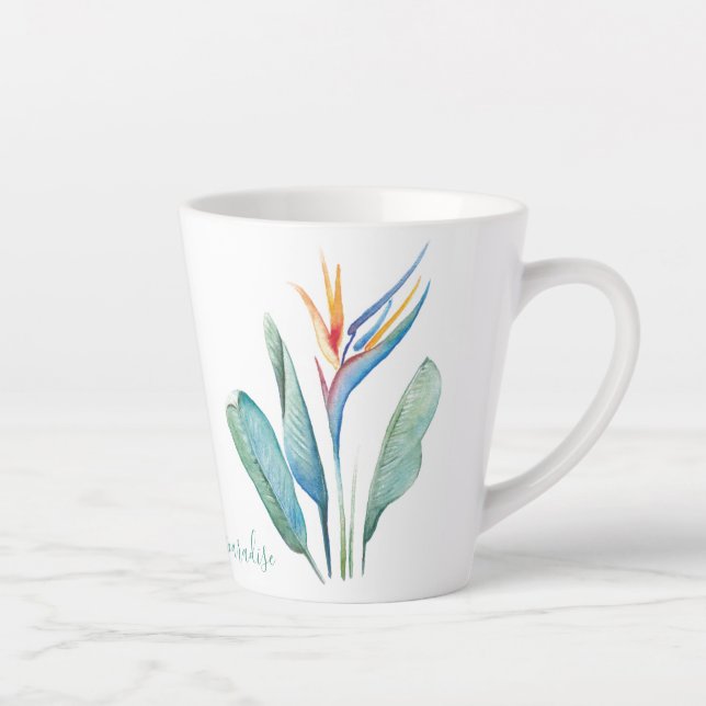 Taza De Café Latte Ave acuarela del paraíso (Derecha)