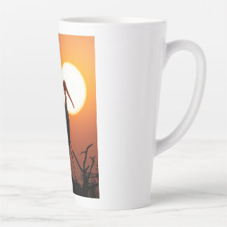 Taza De Café Latte Ave al atardecer en la rama - Arte en la pared de 