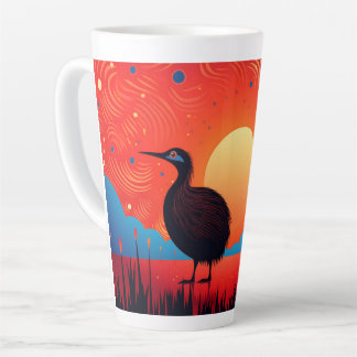Taza De Café Latte Ave Kiwi a la luz de la luna