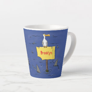 Taza De Café Latte Ave marina divertida rodeada por un personalizado 