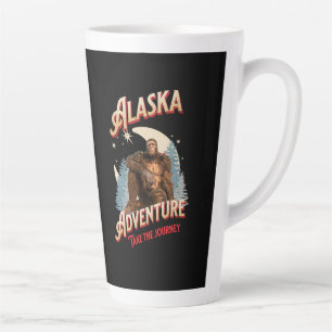 Taza De Café Latte Aventura de Bigfoot de Alaska Arte de Retro Natura