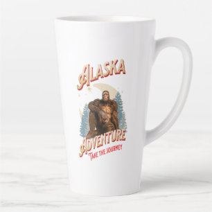 Taza De Café Latte Aventura de Bigfoot de Alaska Arte de Retro Natura