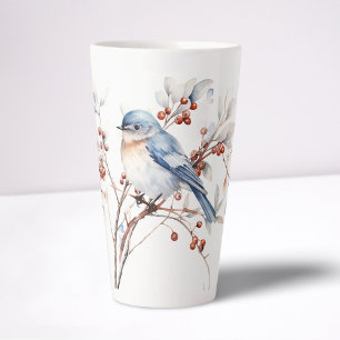 Taza De Café Latte Aves Azules y Boxwood