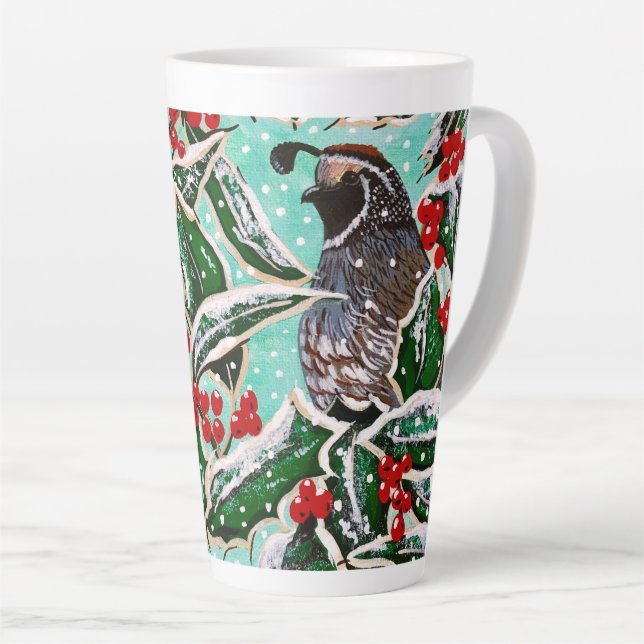 Taza De Café Latte Aves de cola en Holly Magnet (Ángulo derecho)