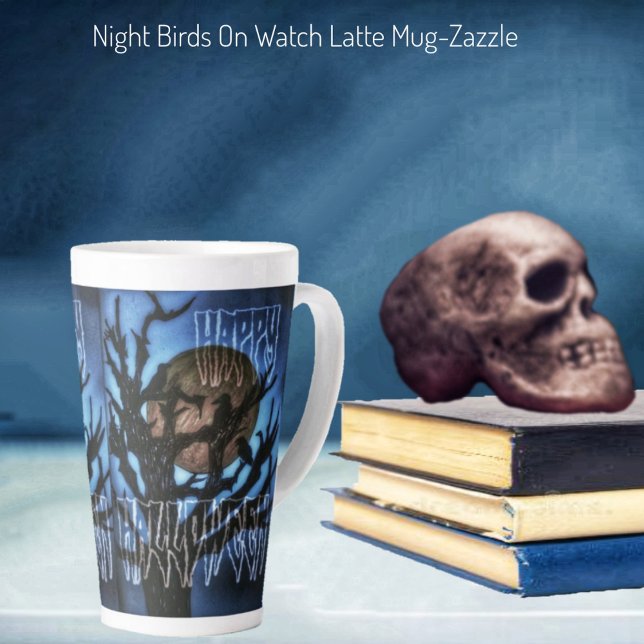 Taza De Café Latte Aves De La Noche En Ver Latte Mug (Subido por el creador)