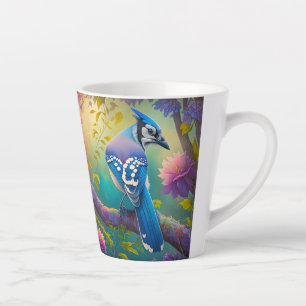 Taza De Café Latte Aves fantásticas Jay azul