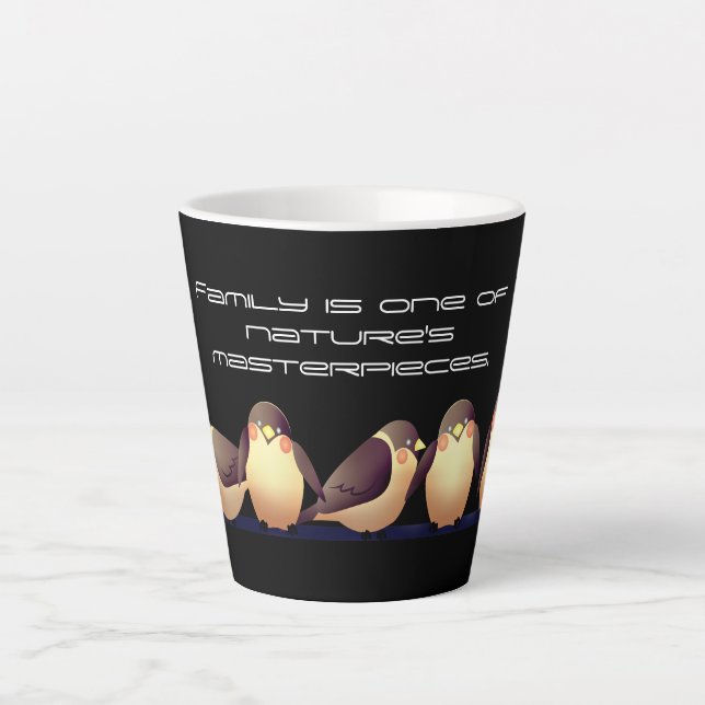 Taza De Café Latte Aves Marrones Y Rosa Negras (Anverso)