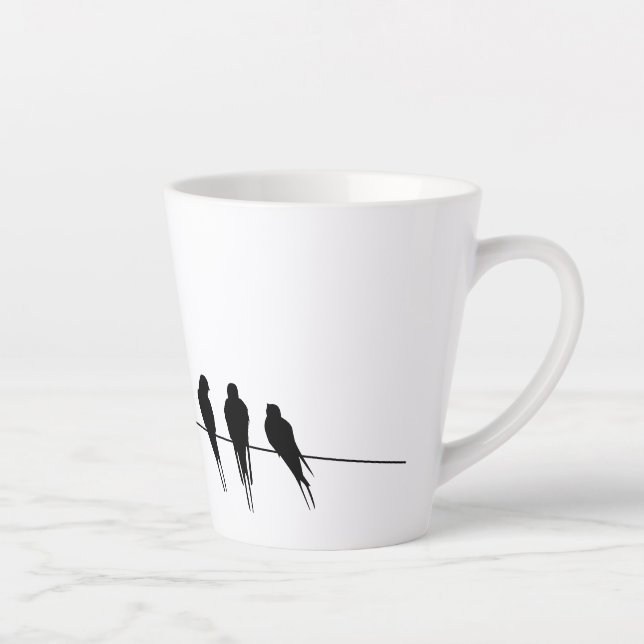 Taza De Café Latte Aves negras en una noche alámbrica (Derecha)