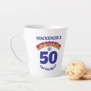 Taza De Café Latte AWESOME 50 BLUE Birthday