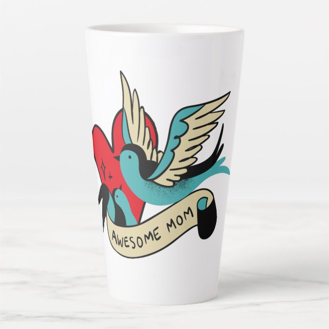 Taza De Café Latte Awesome Mom Tattoo (Anverso)
