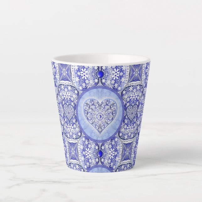 Taza De Café Latte Azul cerámico de Grecia (Anverso)