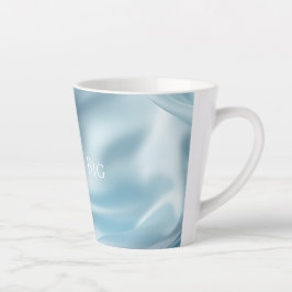 Taza De Café Latte Azul Claro Femenino Precioso Falso Satén