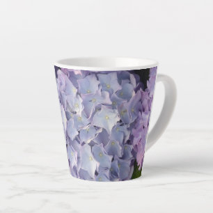 Taza De Café Latte Azul claro y rosa Hydrangea Latte Mug