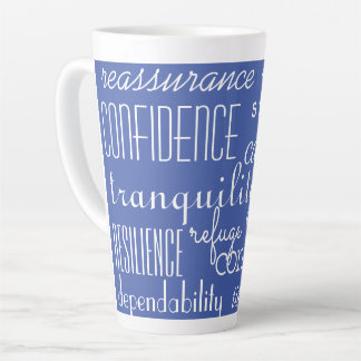 Taza De Café Latte Azul clásico en palabras