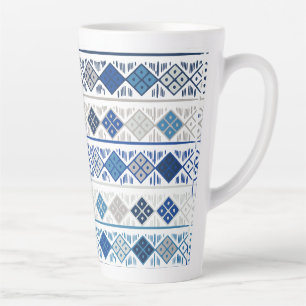 Taza De Café Latte azul geométrico
