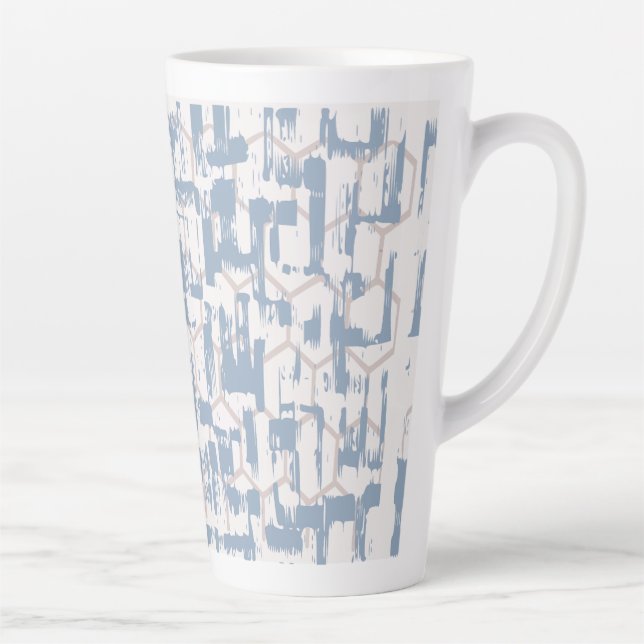 Taza De Café Latte Azul Gris Abstracto  (Derecha)