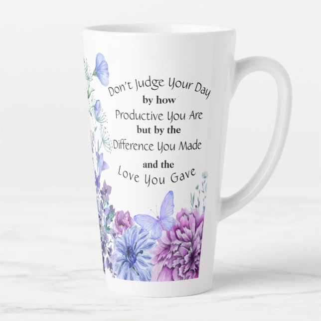 Taza De Café Latte Azul morado silvestre Inspirador (Derecha)