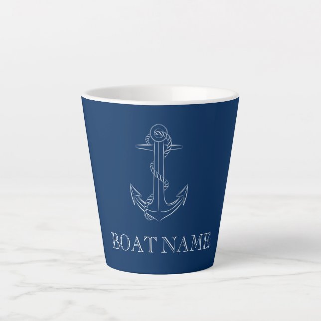 Taza De Café Latte Azul Nautical Spirit Anchor Navy (Anverso)