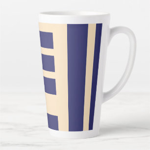 Taza De Café Latte Azul oscuro + rayas crema