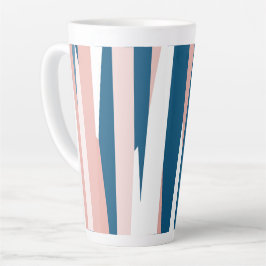 Taza De Café Latte Azul rosa y blanco