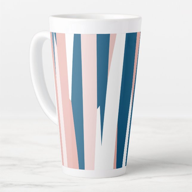 Taza De Café Latte Azul rosa y blanco (Ángulo izquierdo)