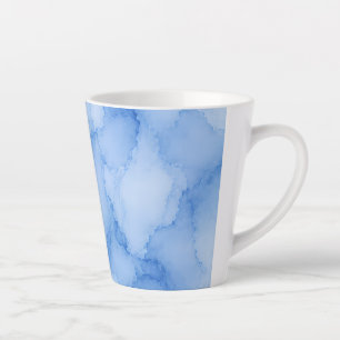 Taza De Café Latte Azul Suave Abstracto de Acuarela