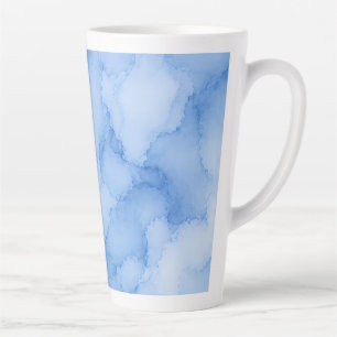 Taza De Café Latte Azul Suave Abstracto de Acuarela
