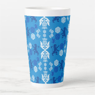 Taza De Café Latte Azul y Blanco Escocés