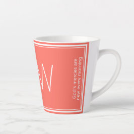 Taza De Café Latte Azul y Coral | Moderno | Motivación | MONOGRAM