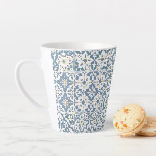 Taza De Café Latte Azulejos Mediterráneos, Marroquíes, Mayólica, Azul