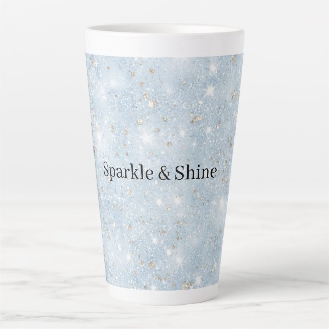 Taza De Café Latte Baby Blue Brillo Falso   (Anverso)