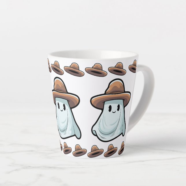 Taza De Café Latte Baby Boo Cowboy Ghost Halloween (Ángulo derecho)