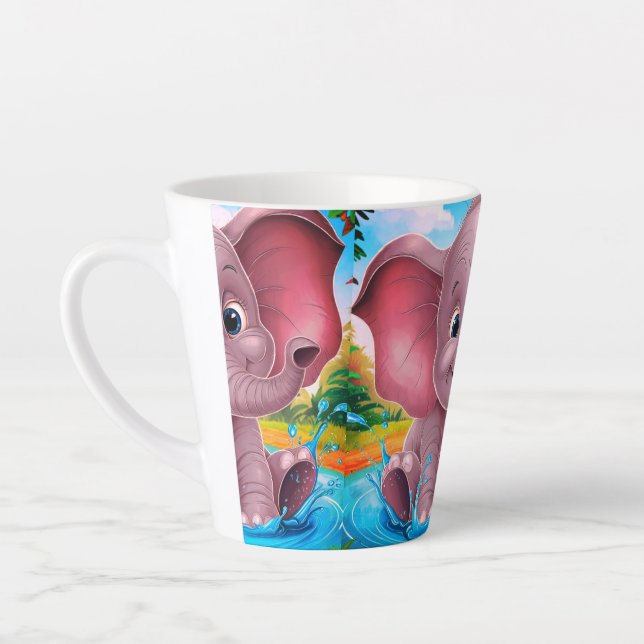 Taza De Café Latte Baby Elephant Latte Coffee Mug (Izquierda)