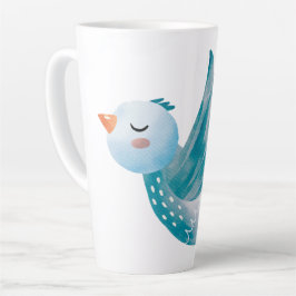 Taza De Café Latte Baby Shower gemelo de pájaro azul