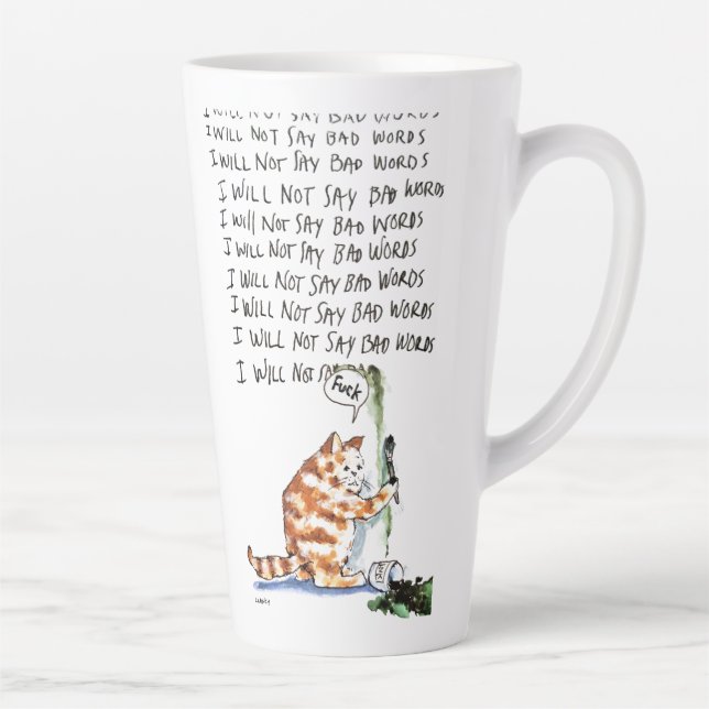 Taza De Café Latte Bad Word Cat (Derecha)
