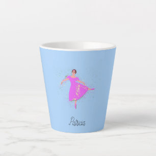 Taza De Café Latte Bailarina de bailarina Magenta Vestido Rosa Person