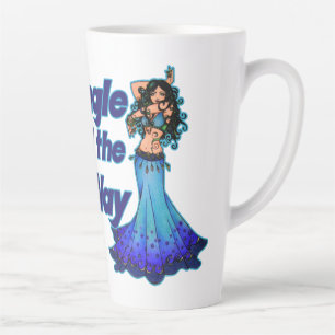 Taza De Café Latte Bailarina de barriga azul