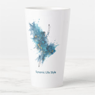 Taza De Café Latte Bailarina elegante de acuarela y café zen de ginkg