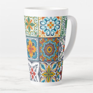 Taza De Café Latte Baldosas inspiradas por Talavera
