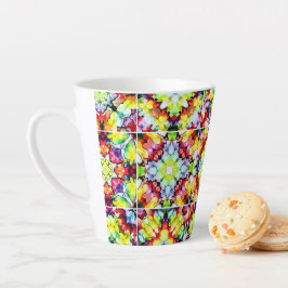 Taza De Café Latte Baldosas mediterráneas, mosaicos de tinta de alcoh