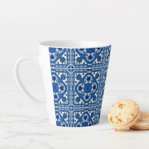 Taza De Café Latte Baldosas mediterráneas, portuguesas, azulejo, mall