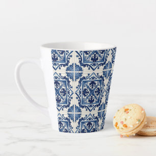 Taza De Café Latte Baldosas mediterráneas, portuguesas, azulejo, mall