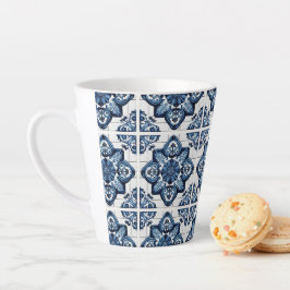 Taza De Café Latte Baldosas mediterráneas, portuguesas, azulejo, mall